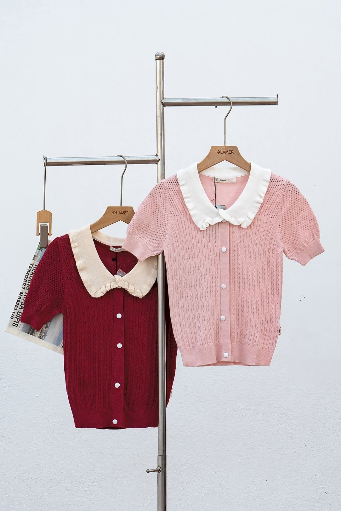 áo len ngắn tay cổ bẻ viền bèo - L61W23Q038