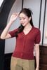 áo len cổ tim tay bồng đính cúc - L61W23T007