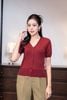 áo len cổ tim tay bồng đính cúc - L61W23T007