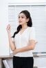 áo len cổ tim tay bồng đính cúc - L61W23T007