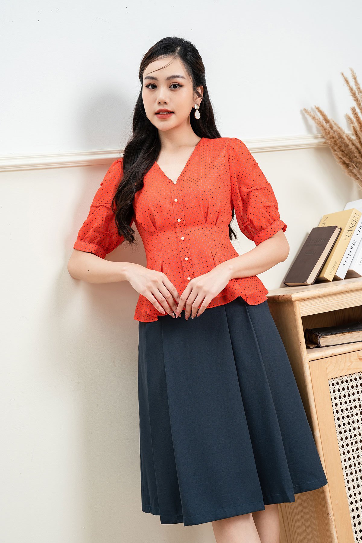 Chân váy xòe xếp ly  - L62L23Q002