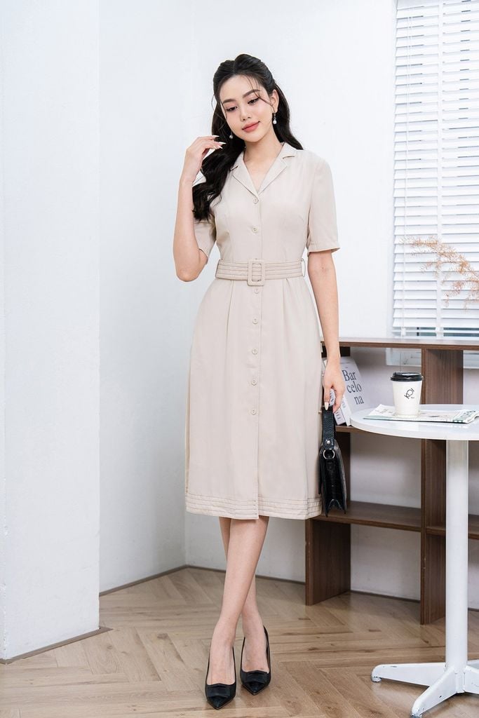 Đầm cổ 2 ve - L63F23Q021