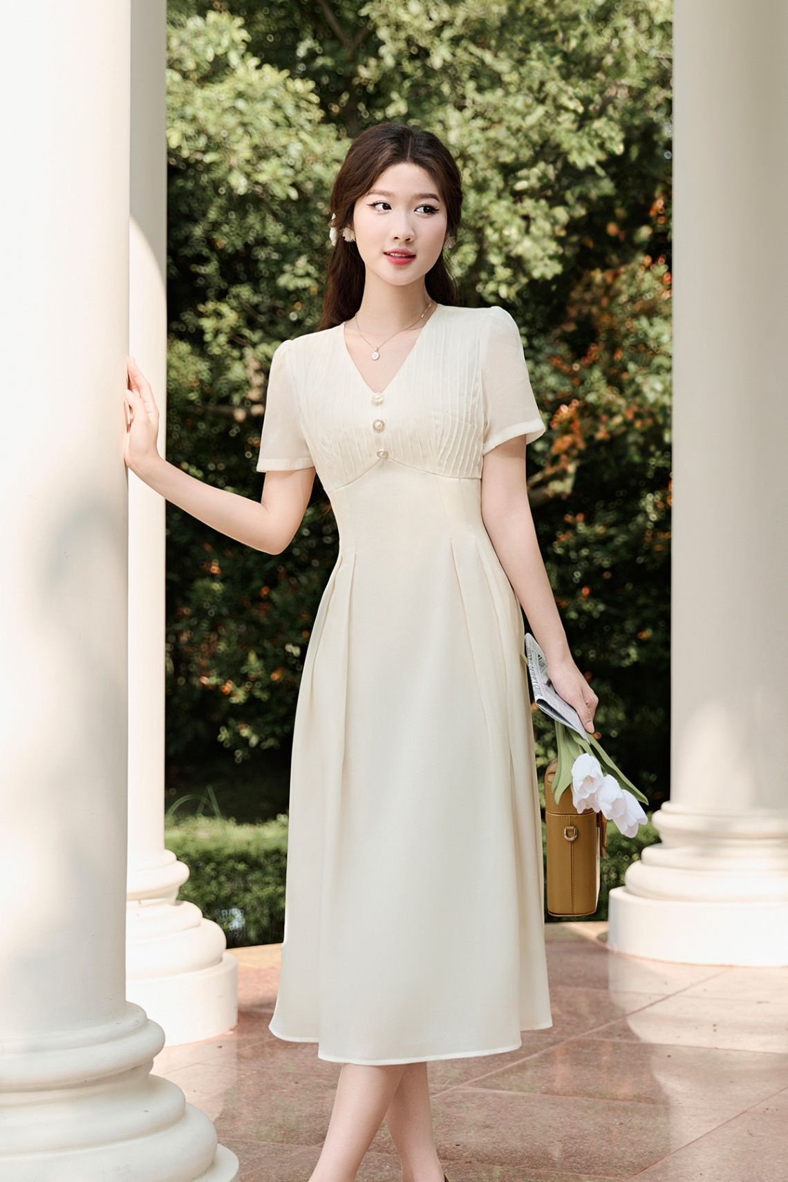 Đầm cổ tim mí ngực - L63L24H103