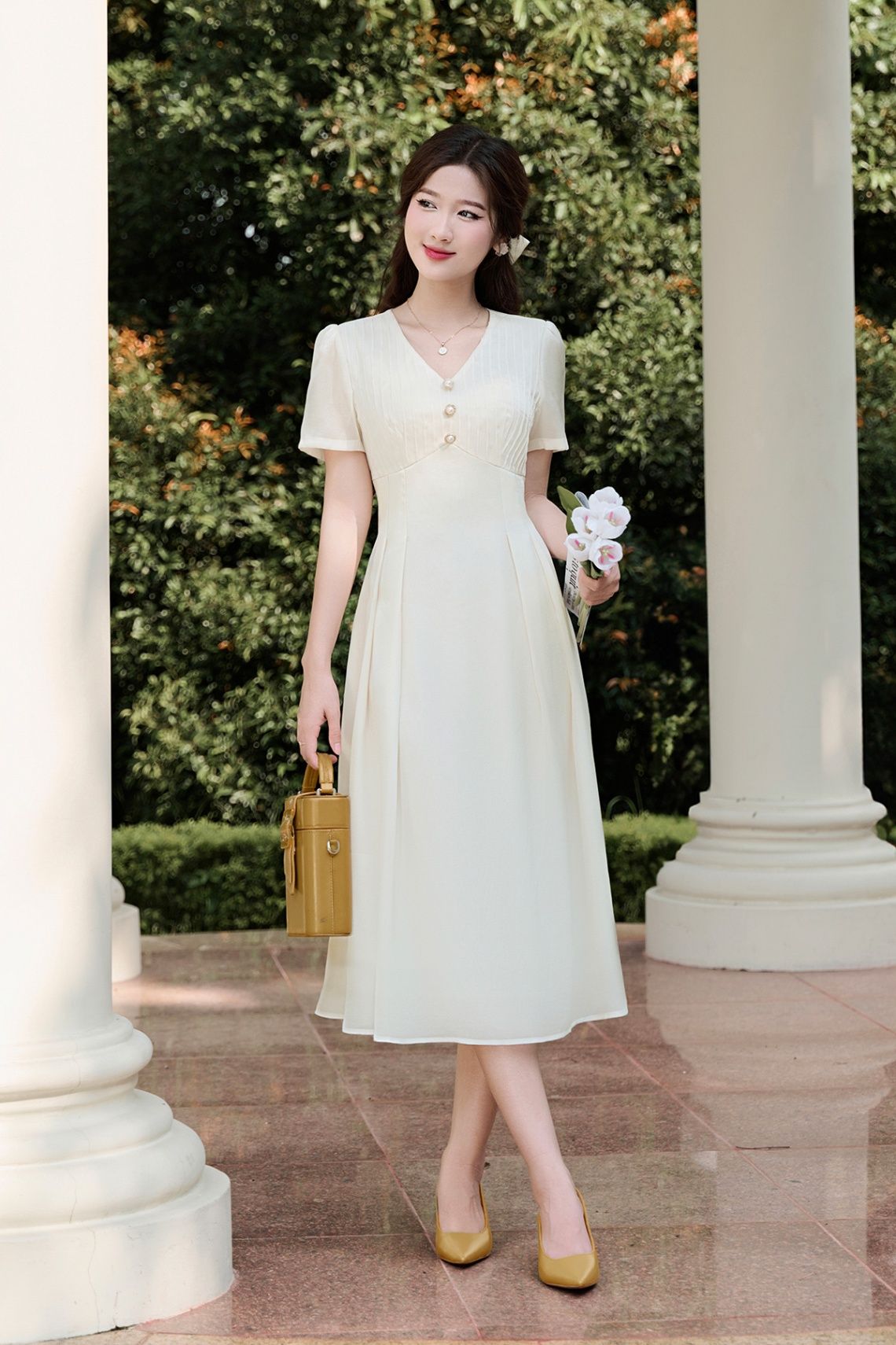 Đầm cổ tim mí ngực - L63L24H103