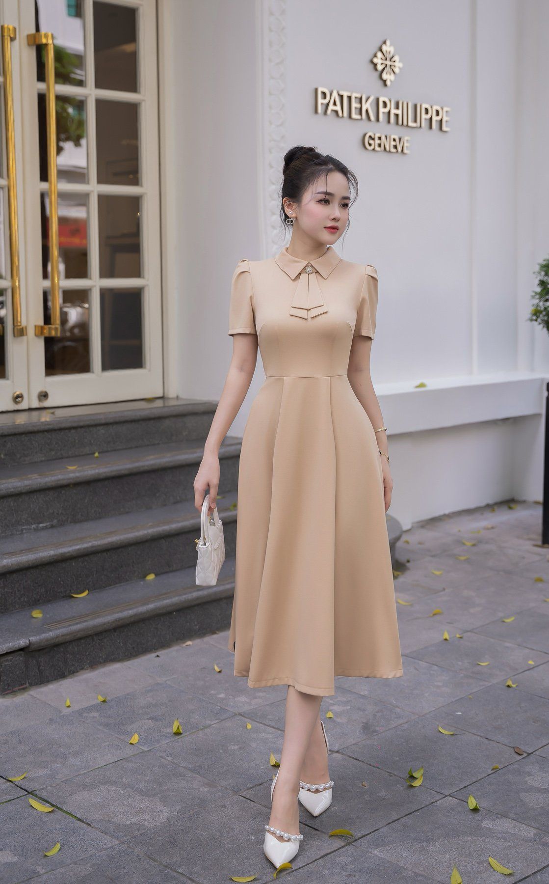 Đầm xòe nơ cổ - L63L24Q046