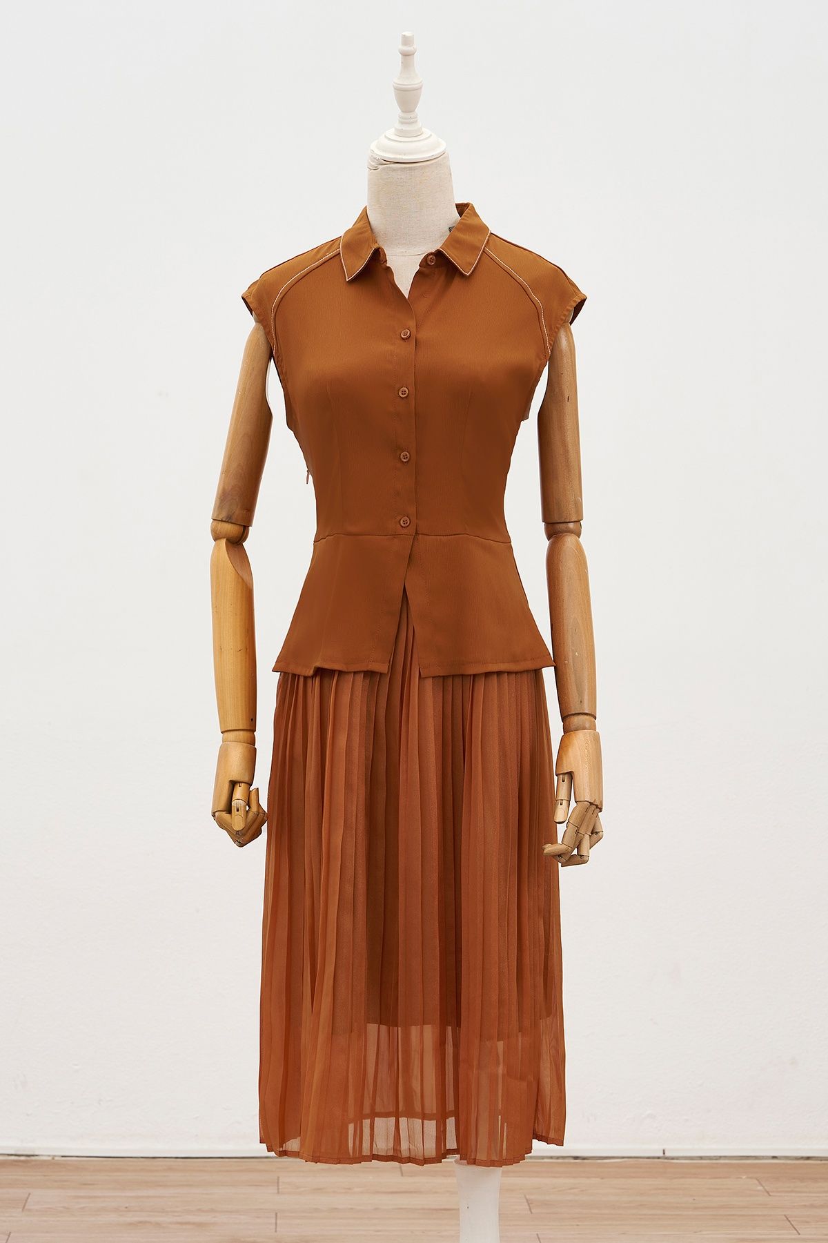 Đầm xòe peplum dập ly - L63L24Q050
