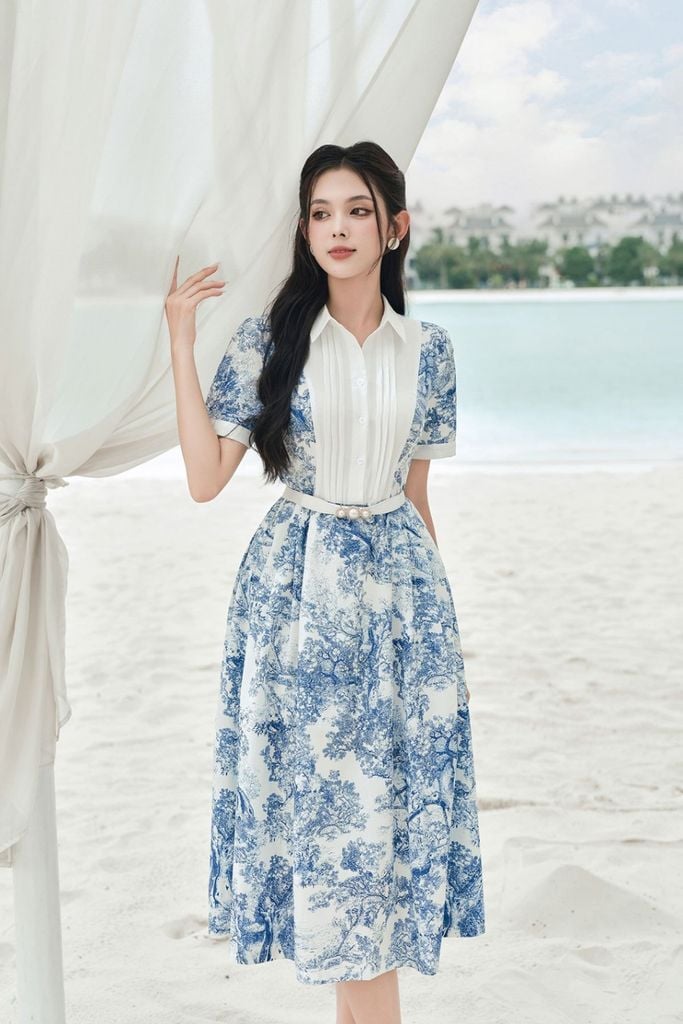 Đầm xòe phối ngực mí dọc - L63L25H008