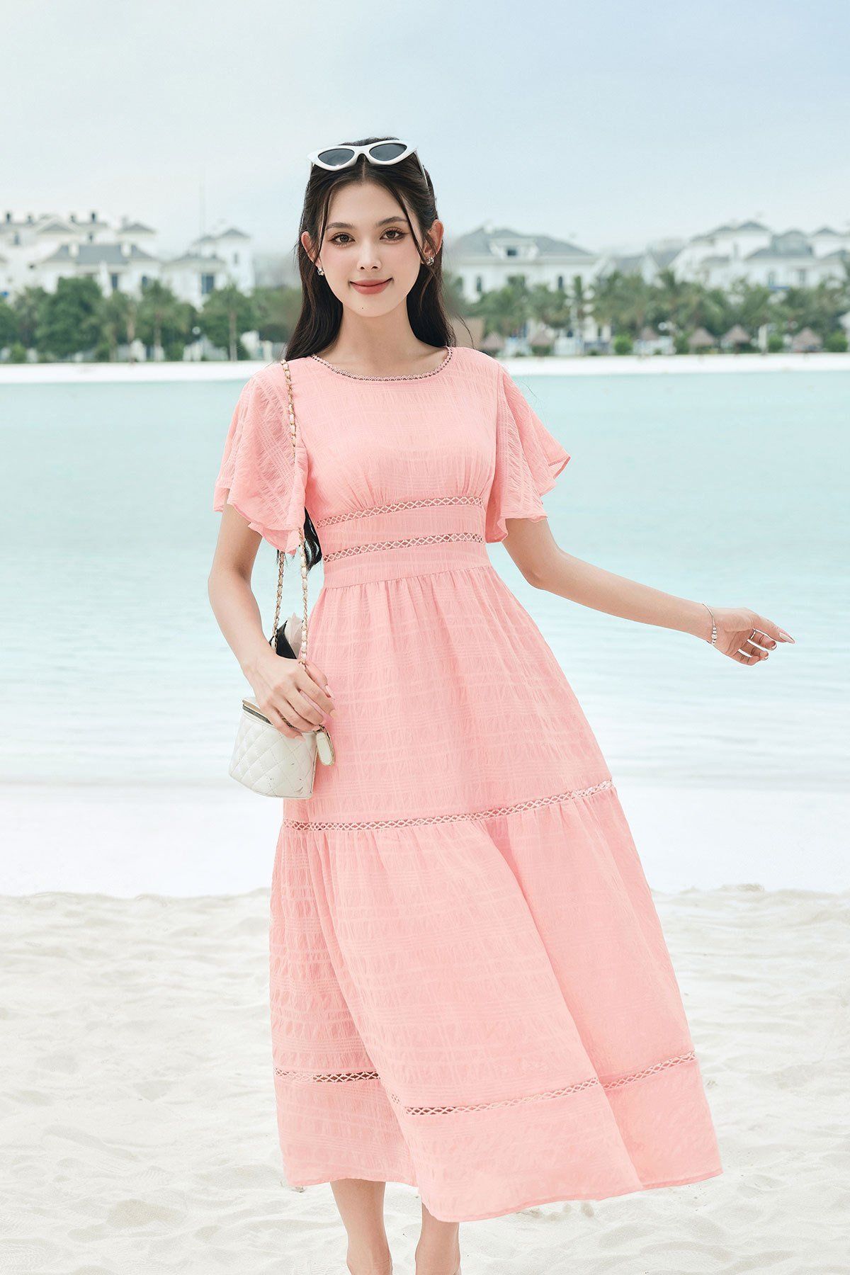 Đầm maxi nối ren - L63M24H069