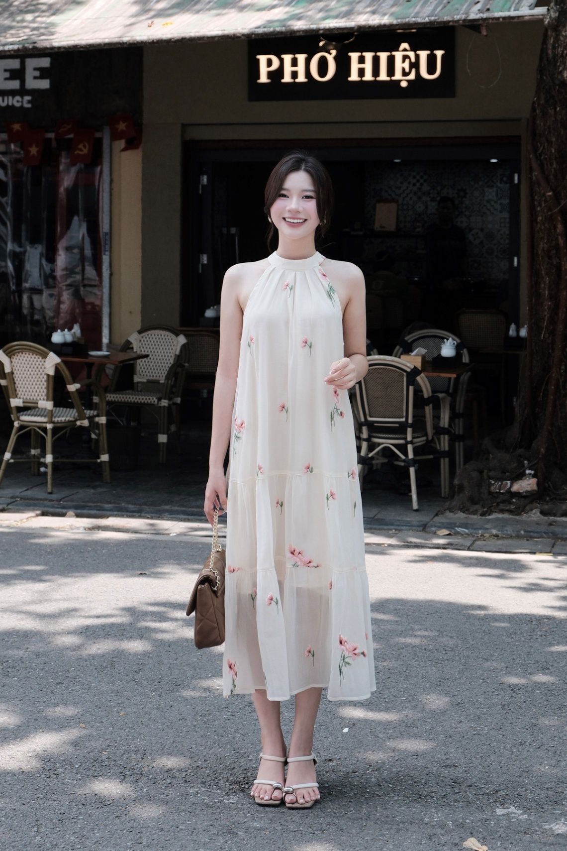 Đầm maxi cổ yếm buộc nơ - L63M25H029