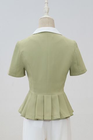áo vest xếp ly hai bên phối cổ - L65B24Q008