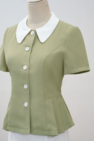 áo vest xếp ly hai bên phối cổ - L65B24Q008