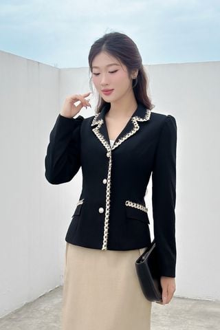 Áo vest cổ 2 ve đắp dây - L65B24T019