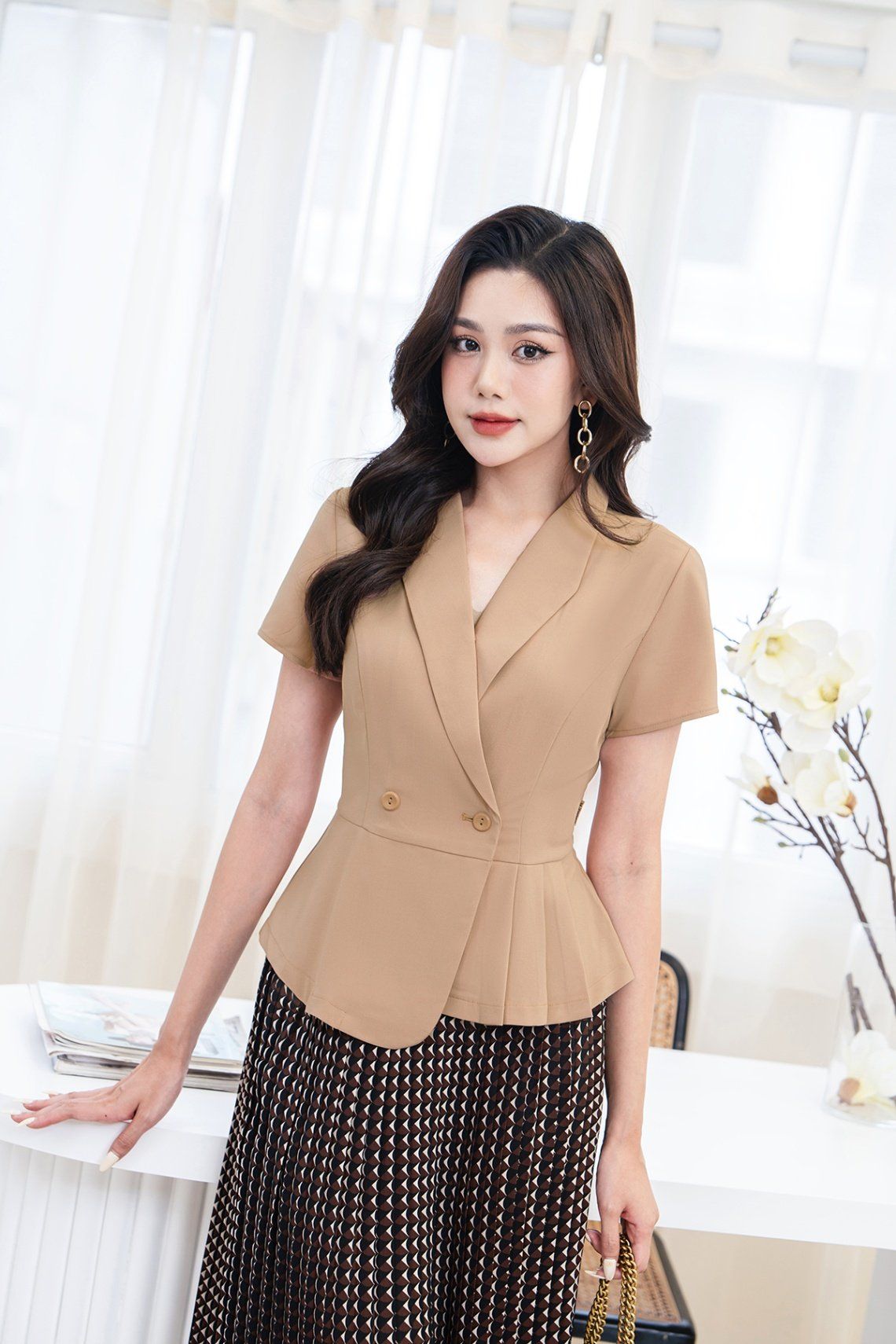 áo ly xếp eo - L65D23Q010