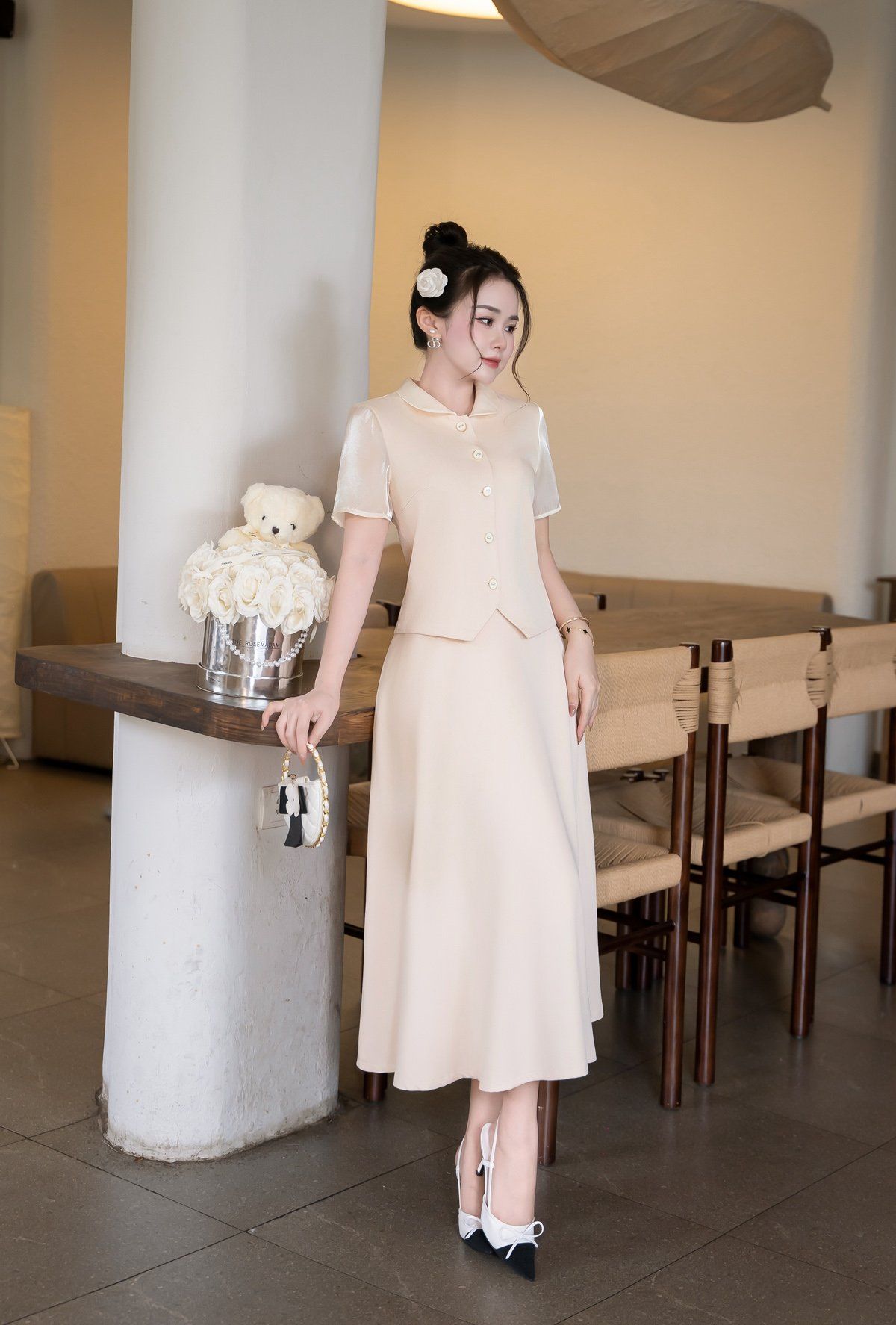 Áo suông cổ sen tay phối - L65D25Q004