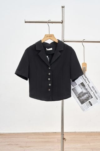 Áo đờ mi croptop cổ 2 ve - L65D25Q009