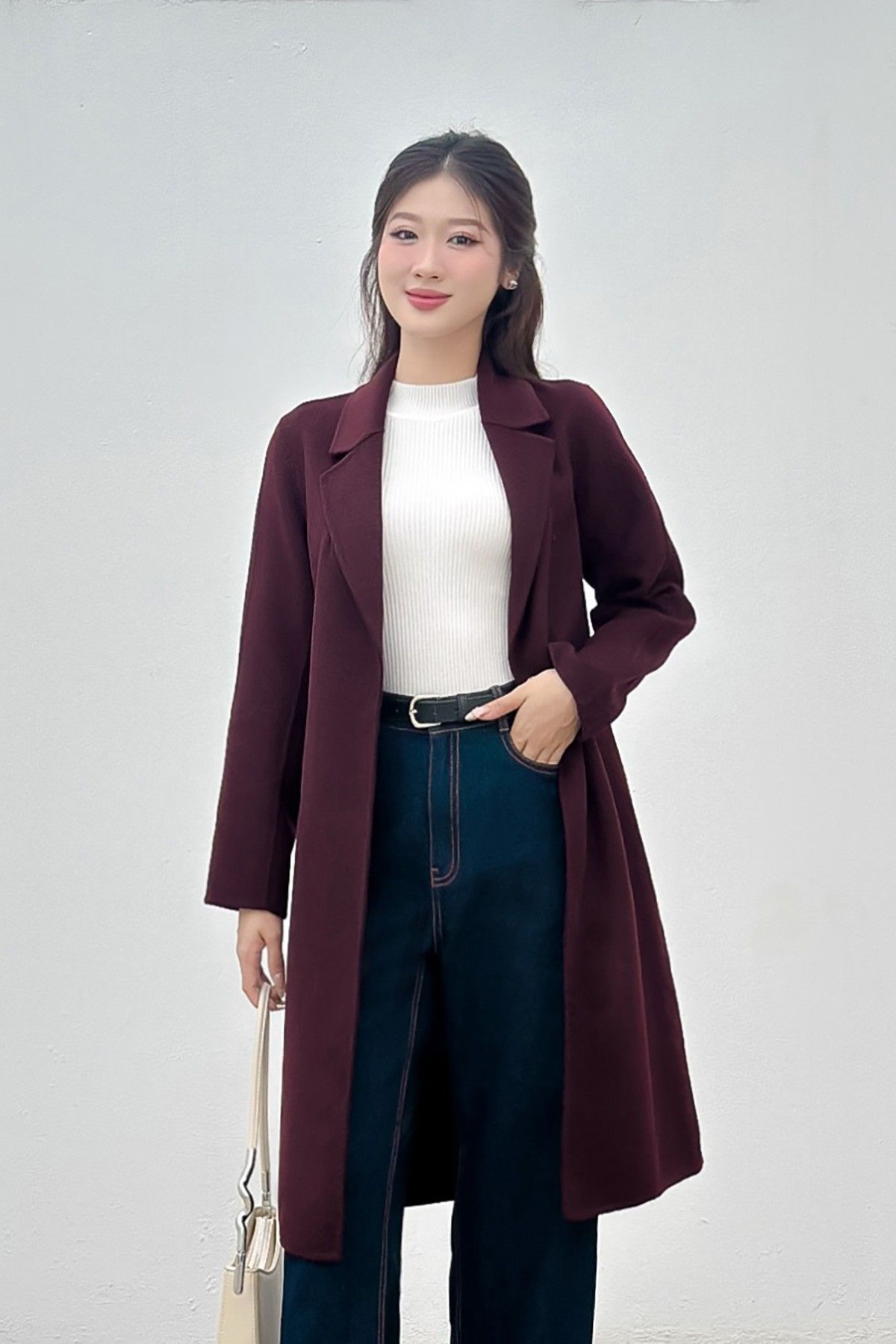 Áo dạ dáng dài khâu tay - L65W24T015