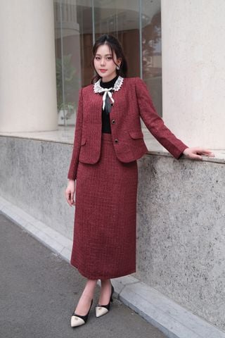 Áo khoác dạ phối cổ - L65W24T020