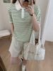 Áo thun croptop cổ phối viền ren - P61B25H011