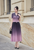 Đầm xòe ombre cổ 2 ve tùng dập ly - N63L25H018