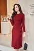Đầm len dài tay dáng dài cổ cut out - N63R24T019