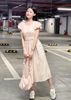 Đầm maxi vai nhún kèm túi đeo chéo - N66C25H002
