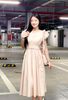Đầm maxi vai nhún kèm túi đeo chéo - N66C25H002