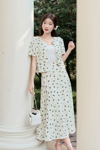 Chân váy dáng xòe họa tiết nơ - O62L24Q020