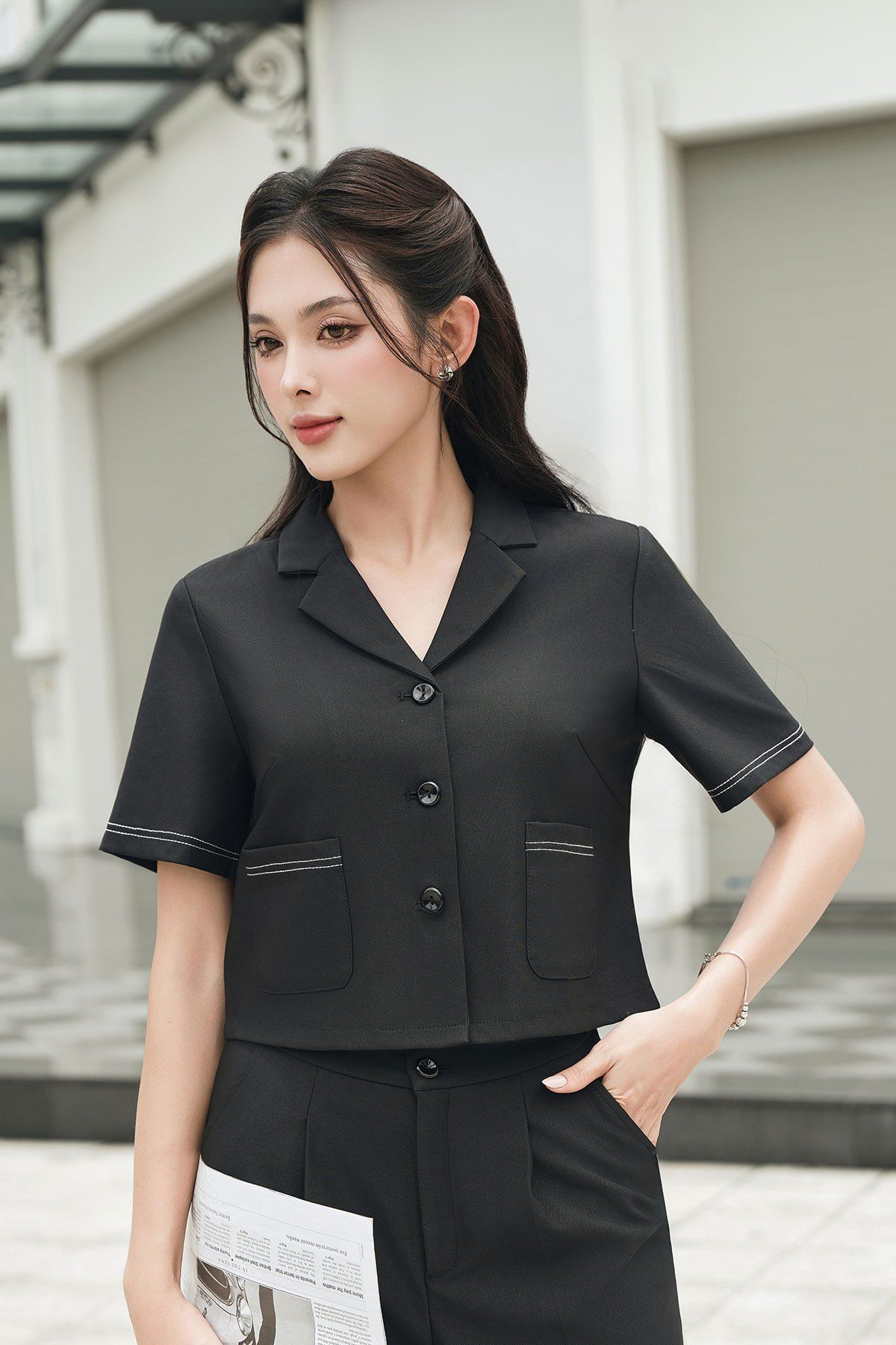Áo đờ mi cổ hai ve - O65D24Q005