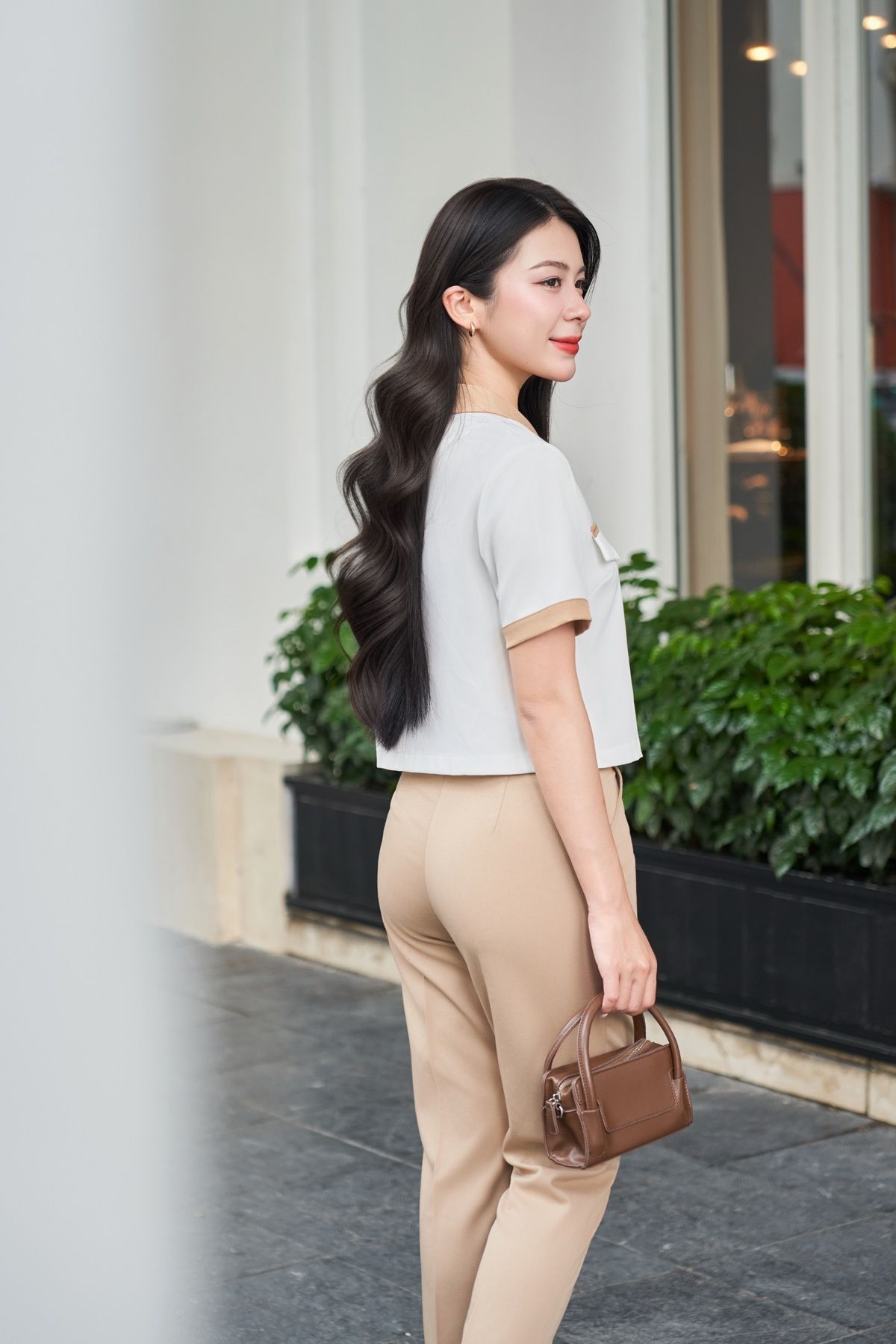 Áo đờ mi phối mầu; nắp túi giả - O65D25H001