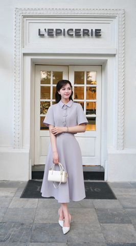 Áo đờ mi đính hoa nẹp áo - O65D25Q006
