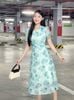 Đầm xòe hoa vai xếp ly eo - P63L25H010