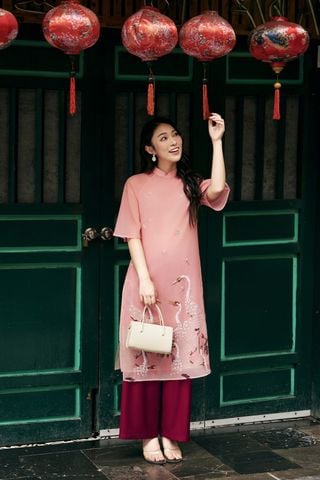 Áo dài cách tân Hồng Hạc - S61A23Q005 ( không kèm quần )