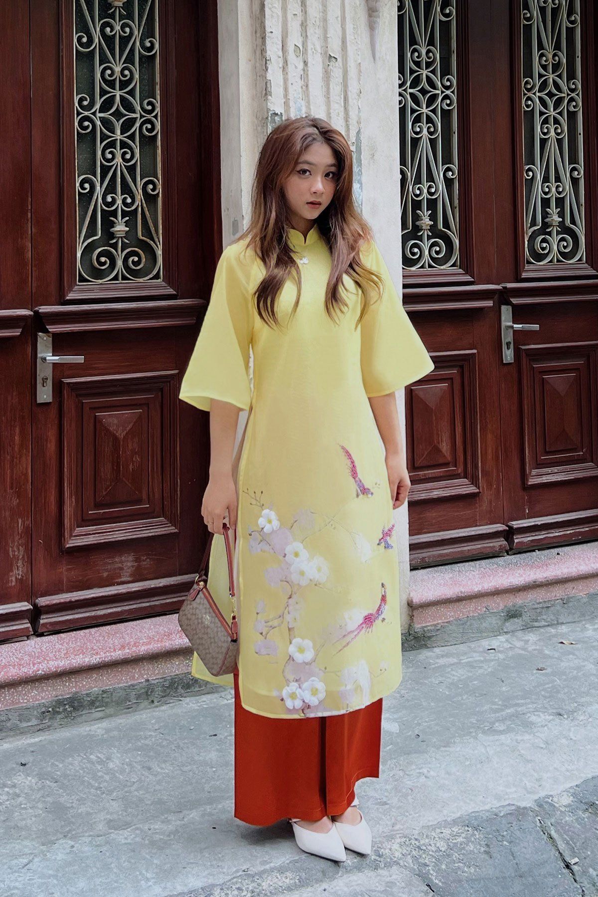 áo dài cách tân chim thiên đường - S61A23Q013 ( không kèm quần )