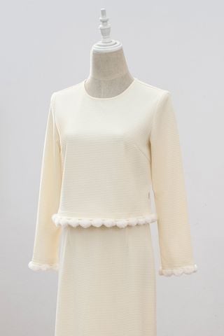 Áo croptop cổ tròn phối lông - S61B24T003