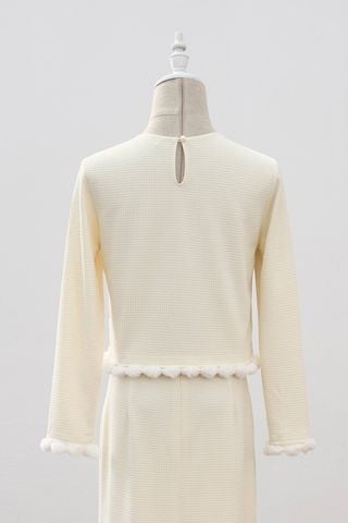 Áo croptop cổ tròn phối lông - S61B24T003
