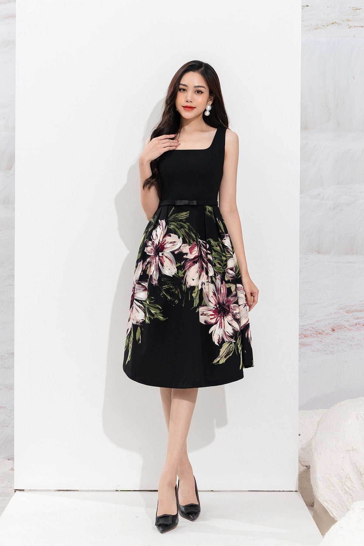 Đầm dạ hội sát nách nơ eo - S63L22Q034