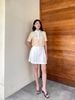 Áo cổ đức croptop; phối màu - V61B25H024
