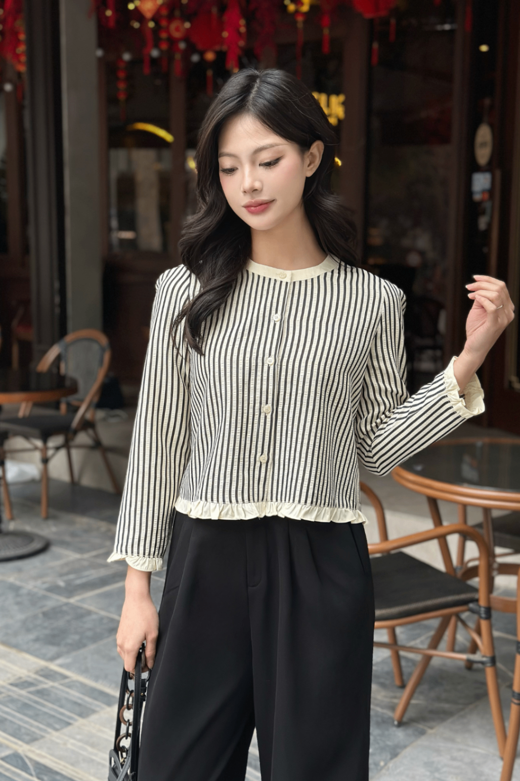 Áo sơ mi kẻ cổ tàu - V61H24Q062