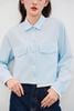 Áo sơ mi croptop vai chờm phối màu - V61H25Q005