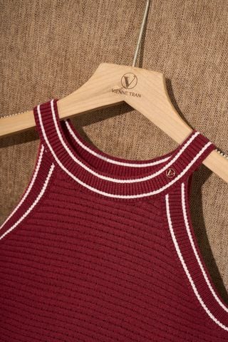 Áo len yếm croptop bo kẻ - V61W24Q012
