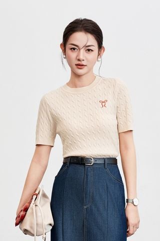 Áo len vặn thừng thêu ngực - V61W24Q053