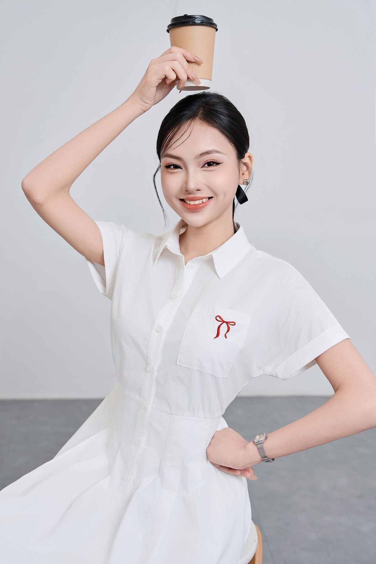 Đầm cổ đức chun eo - V63L25H014