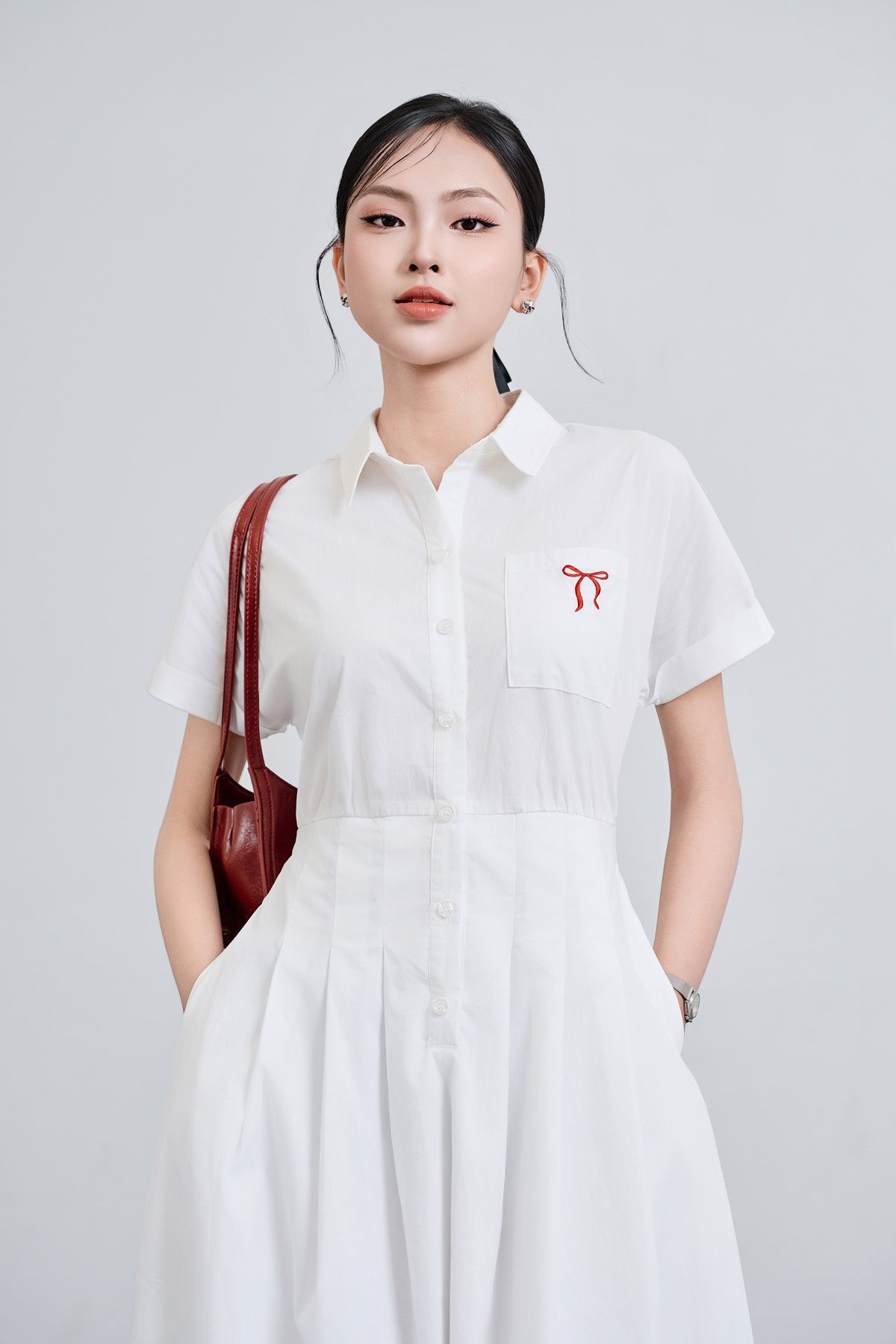 Đầm cổ đức chun eo - V63L25H014