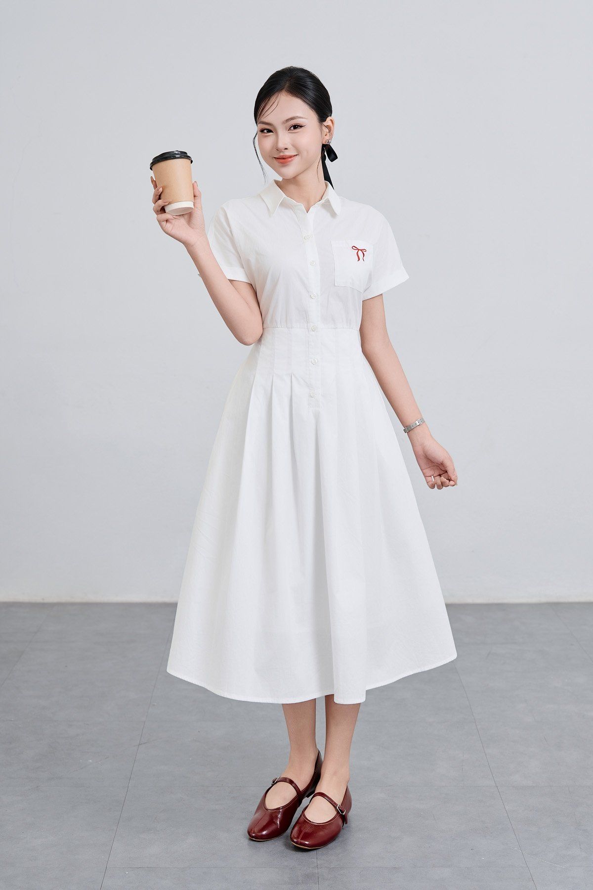 Đầm cổ đức chun eo - V63L25H014