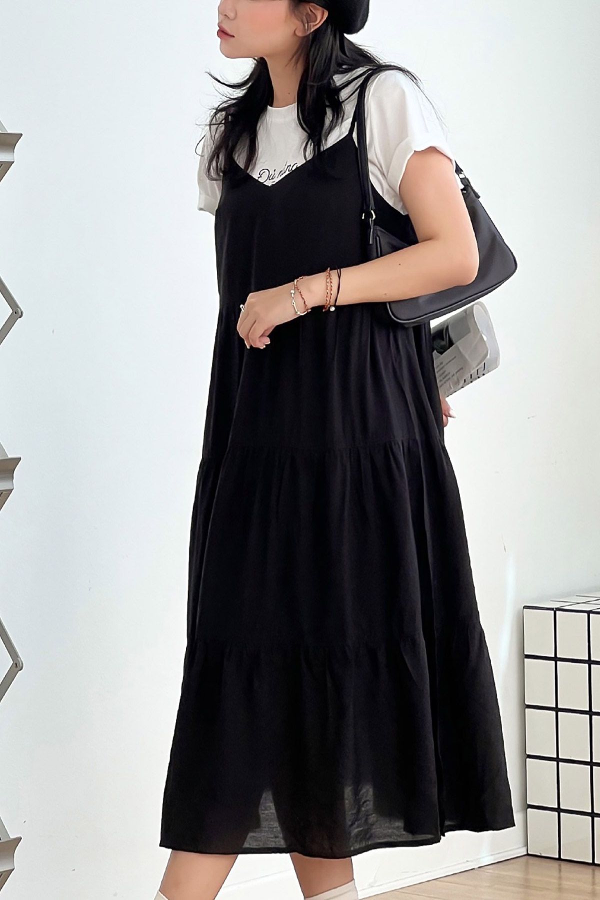 Đầm 2 Dây Maxi Nhún Tầng - V63M23H020