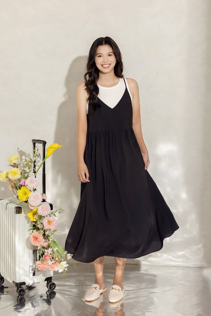 Đầm maxi 2 dây nhún eo - V63M24H012