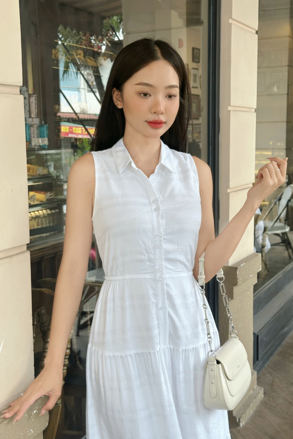 Đầm maxi nhún tầng sát nách - V63M25H006
