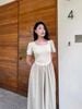 Đầm xòe ngắn tay đan dây lưng - V63M25H013