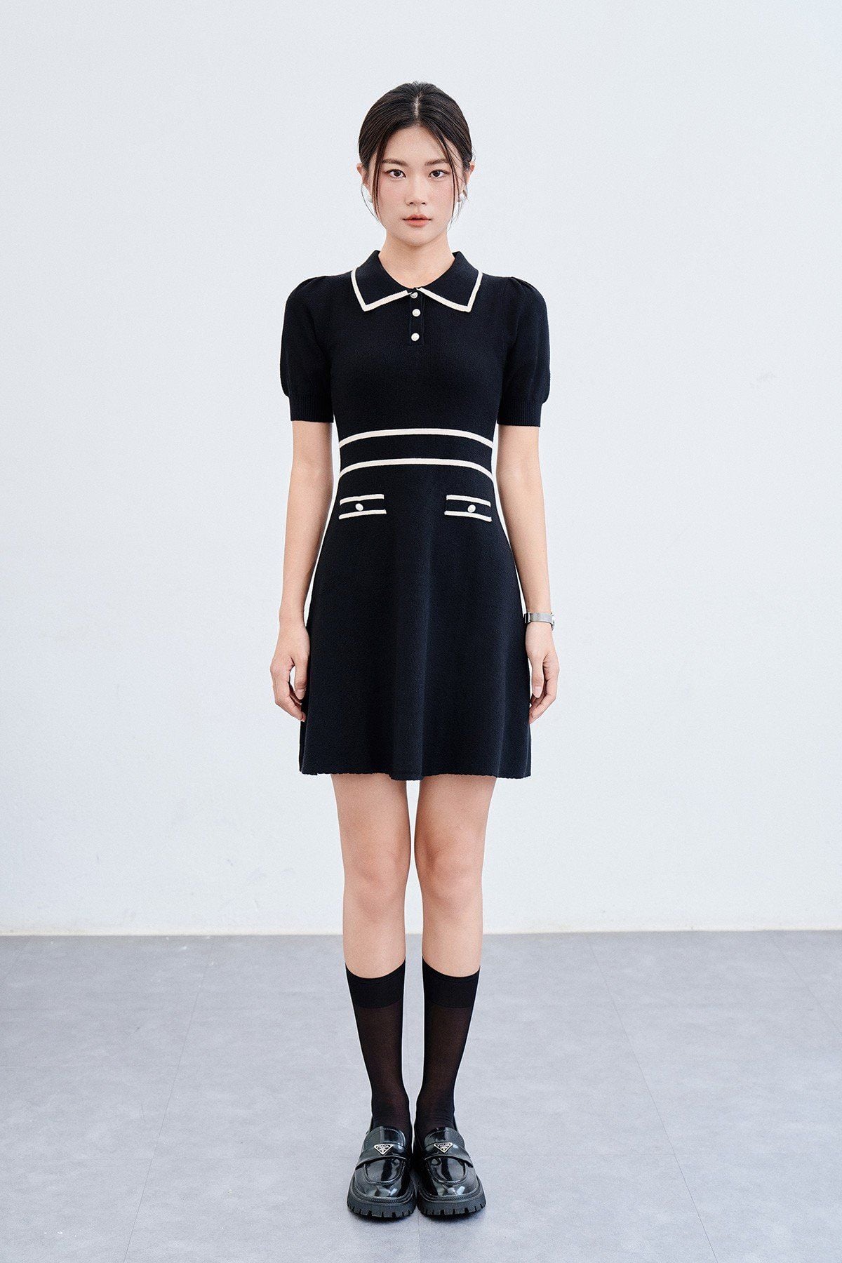 Đầm len dáng A phối màu - V63R23T001