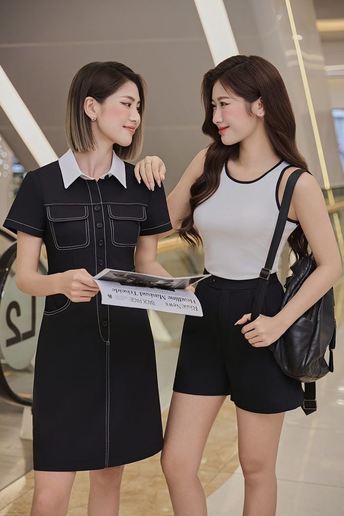 Đầm dáng A cổ đức túi ốp - V63R24H016